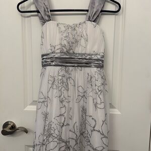Speechless Silver and White Formal Kids Dress